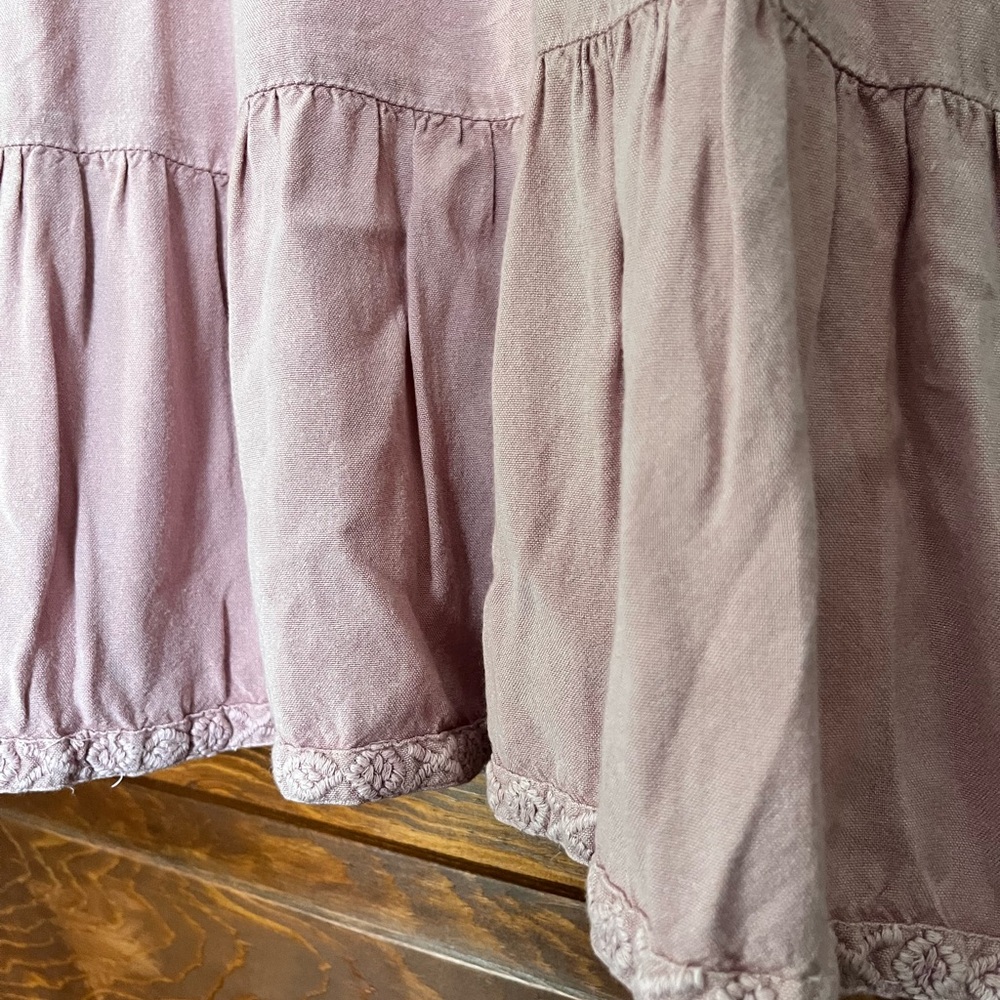 Solitaire dusty pink embroidered knee length summer dress- XS-M - Picture 5 of 6